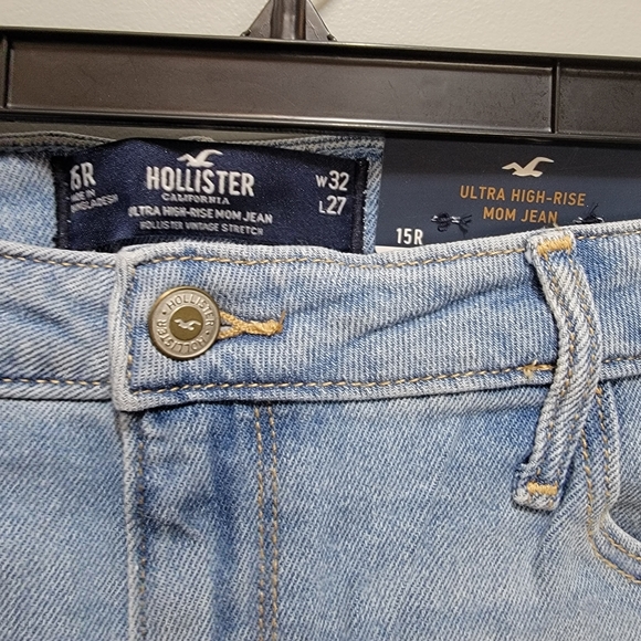 Hollister ULTRA HIGH-RISE MOM Jean Size 31 Light Wash Distressed NEW! - Picture 6 of 14